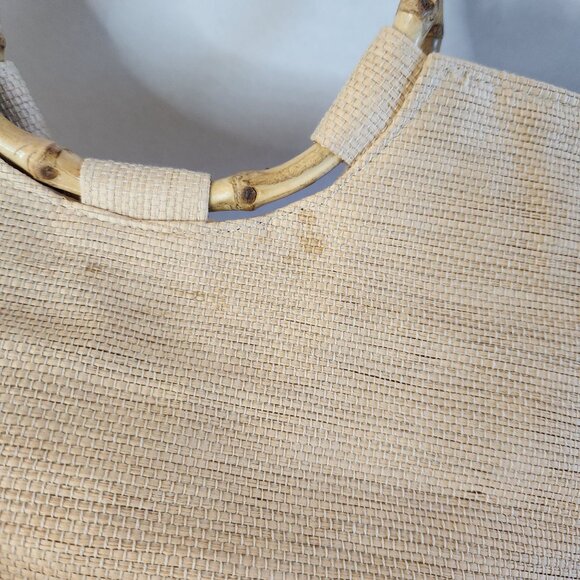 Vintage Neiman Marcus Bamboo Straw Wicker Purse 16" L x 4" W x 6.5" D - Picture 2 of 9